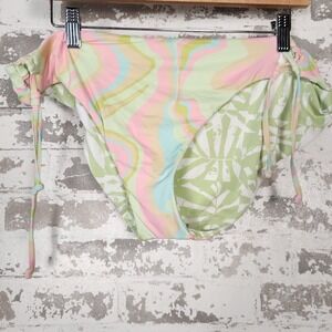 Roxy Swimsuit Bottoms XXL Tropics Hype Hipster Pastel Multicolor Tie Sides Beach